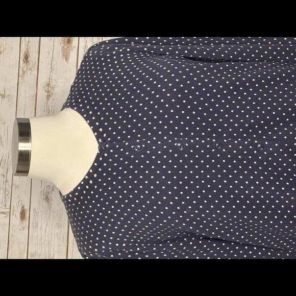 L.L. Bean 100% cotton navy blue polka-dot button-down cardigan sweater Size XL - Picture 2 of 7